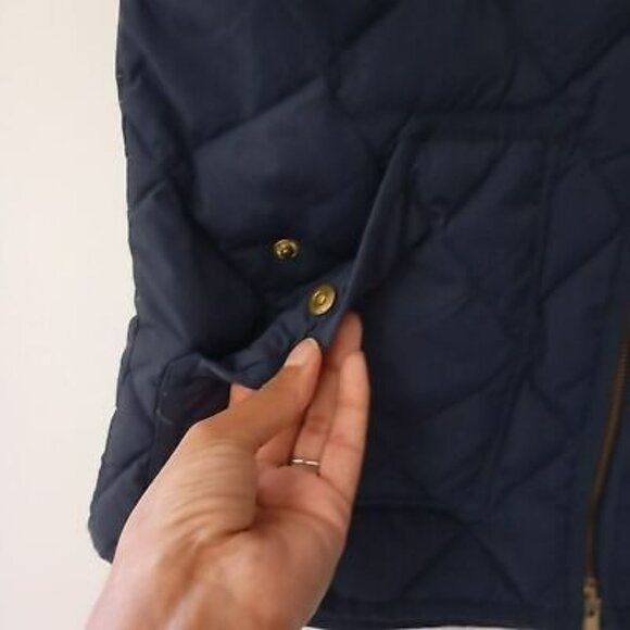 J.Crew Quilted Down Vest With Gold Zipper M Navy Blue - Picture 7 of 9